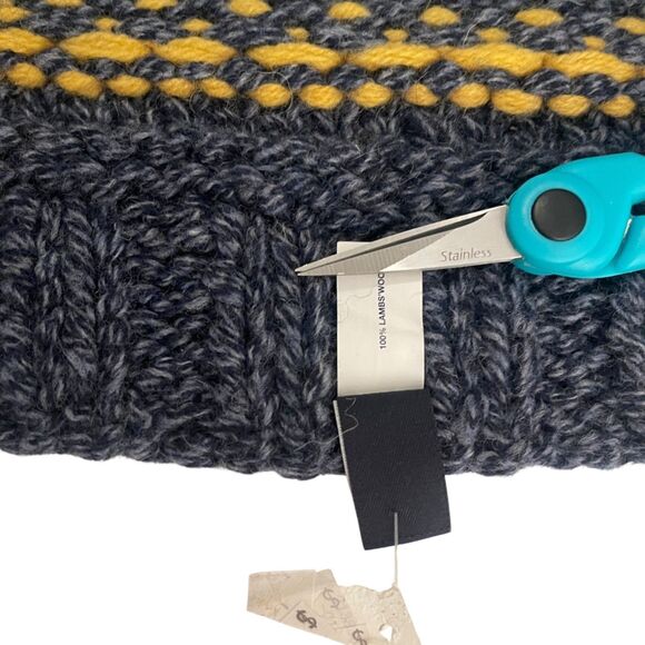 Gap Lambs Wool Scarf Women's Gray Yellow Warm Winter - Picture 5 of 8